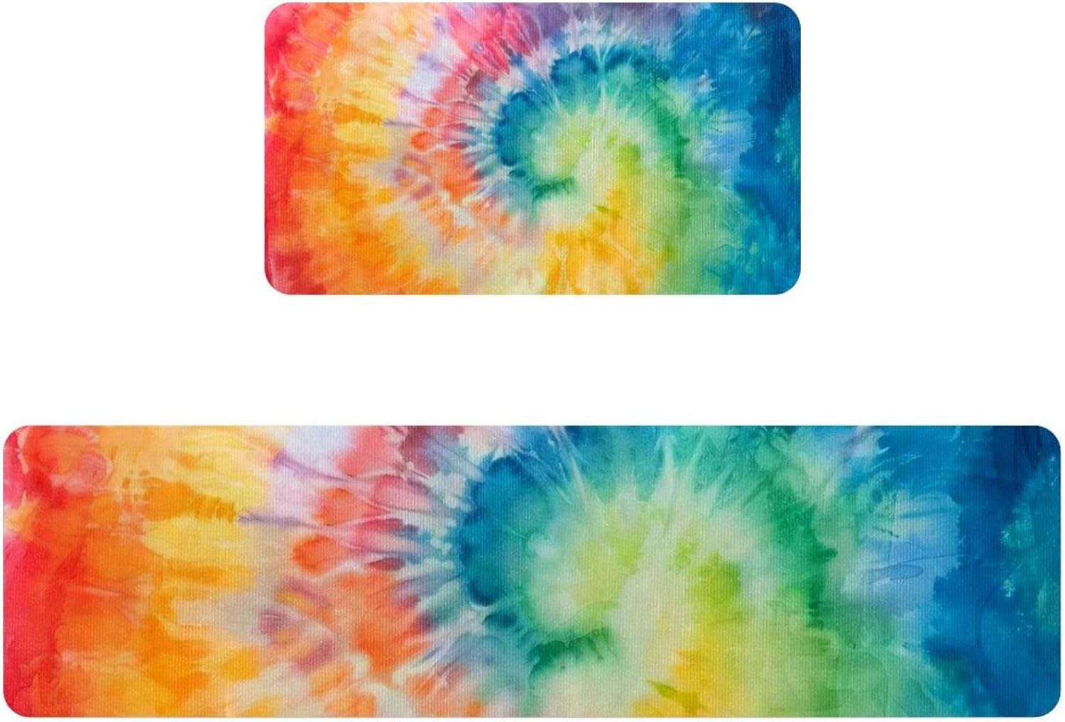 Kitchen Rugs Set of 2, Rainbow Tie Dye Kitchen Mats for Floor Washable, Kitchen Floor Runner Mat Cushioned Anti Fatigue
