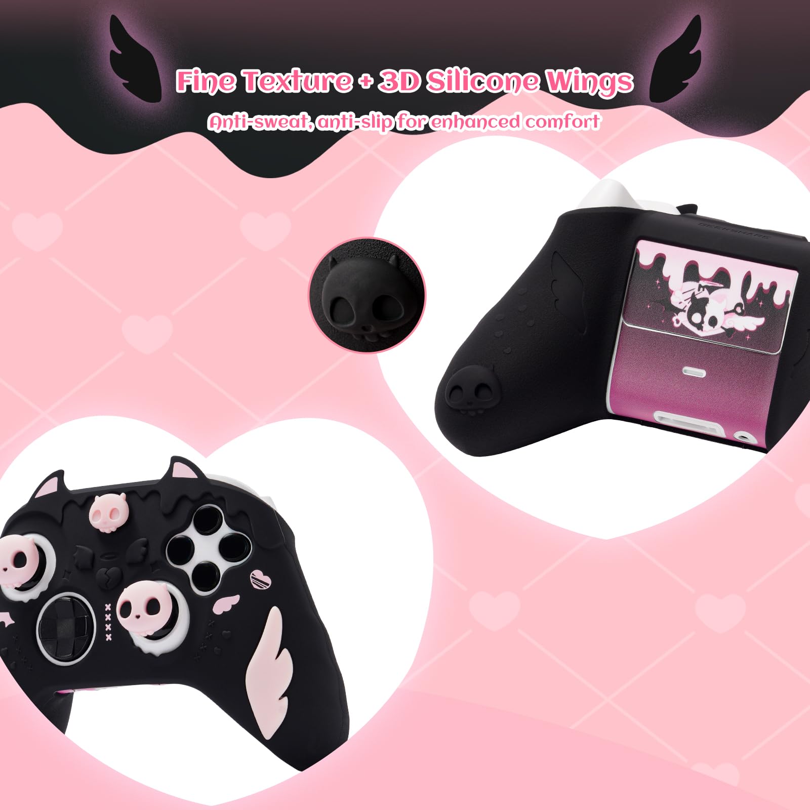 GeekShare Custodia in silicone per controller Xbox Series X/S, antiscivolo, in silicone morbido, impugnatura in gomma morbida per controller Xbox – Scheletro dolce