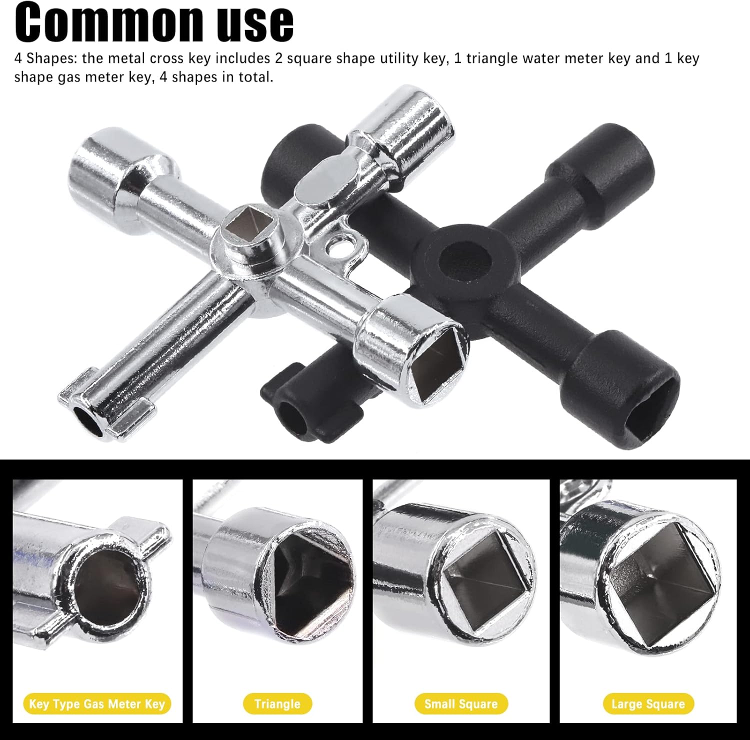 13 Pcs Utility Keys Kit Plumbers Key Tool Set 4 Way Service Cross Key, Triangle Cabinet Spanner Key, Water Tap Faucet Keys, Socket Keys for for Radiators Gas Electric Meter Boxes