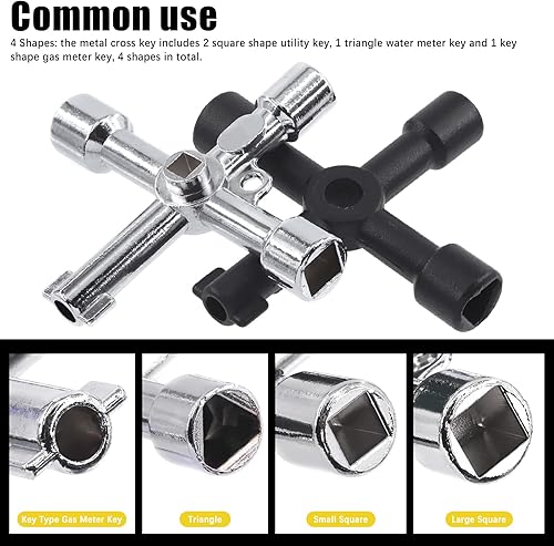 Miniatura 4 de Kit de 13 llaves utilitarias para plomeros, juego de herramientas de llave de servicio de 4 vías, llave de llave triangular para gabinete, llaves de