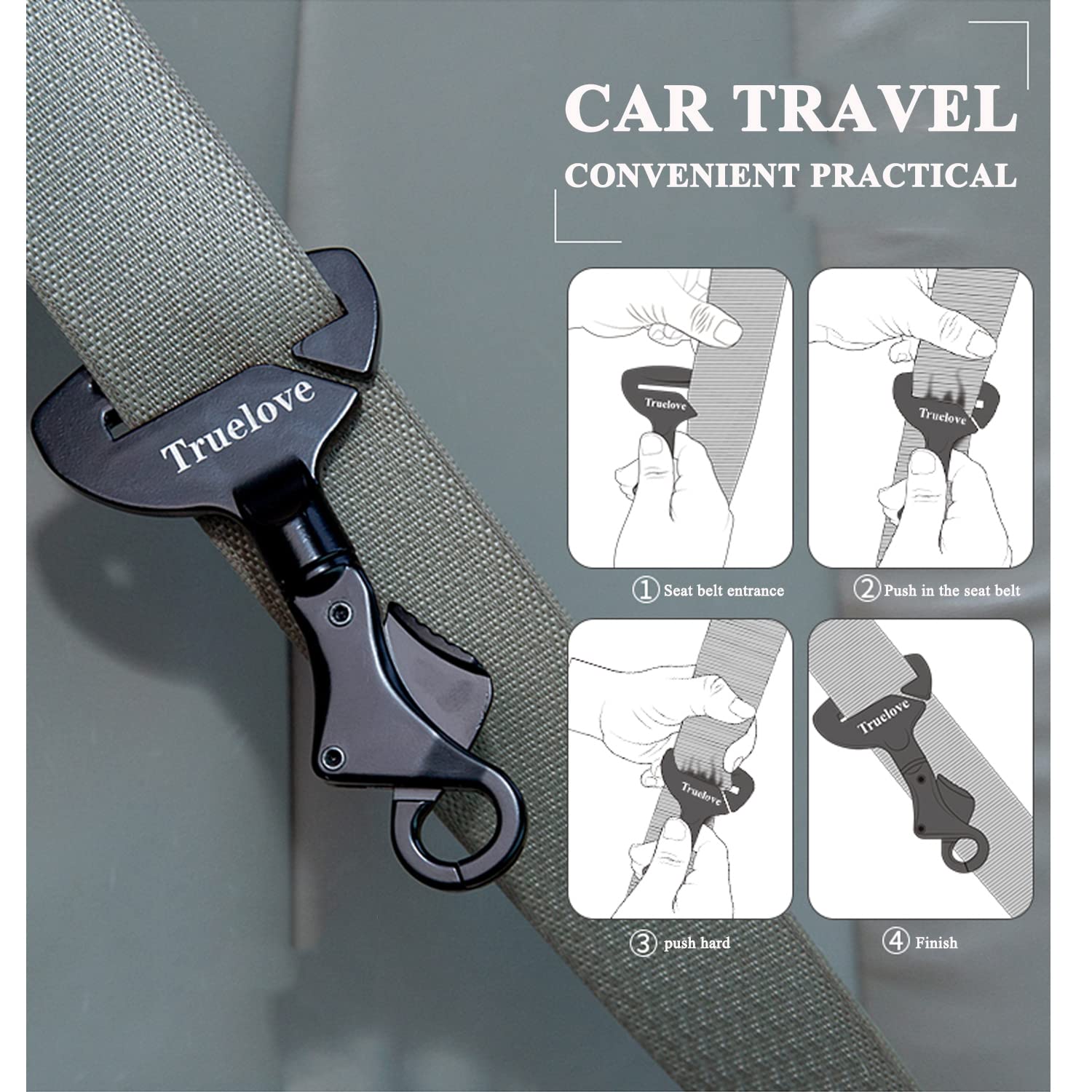 Boucle de ceinture de sécurité pour chien - Convient à tous les types de ceintures de sécurité de voiture - Boucle dans le collier ou le harnais - Facile à utiliser - Noir