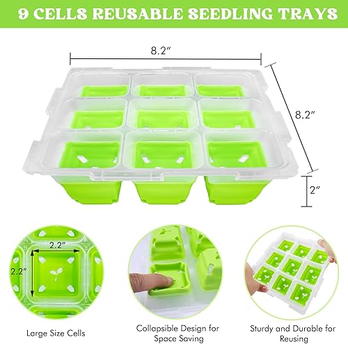 Miniatura 2 de Cesnleoik Bandejas de inicio de semillas, 1 bandeja de cultivo de brotes, bandejas de inicio para plantar vegetales, flores, hierbas, suculentas,