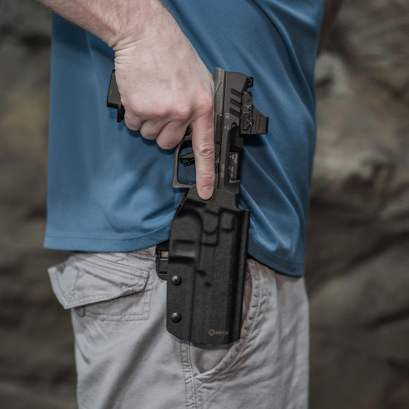 GRITR OWB Kydex Right Hand Gun Holster Fits Walther PDP Series | EDC Pistol Accessories w/Optic Cut, Adjustable Retention & Cant, Compatible with Safariland QLS/G-Code RTI Attachments