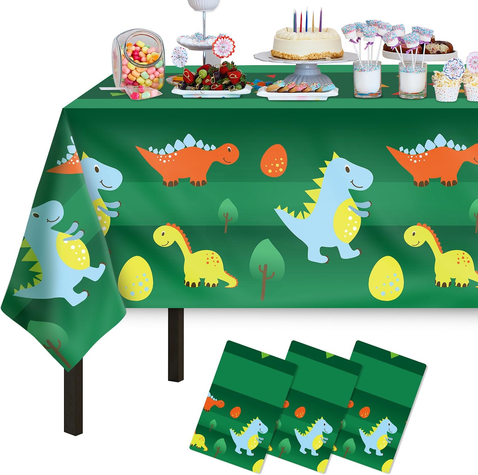 Childom Birthday Party Supplies, 3 Pack 54" x 108" Party Tablecloth for Kids Boys, Disposable Plastic Tablecloths for Rectangle Tables Birthday Party Decoration for Kids, Boys, Girls