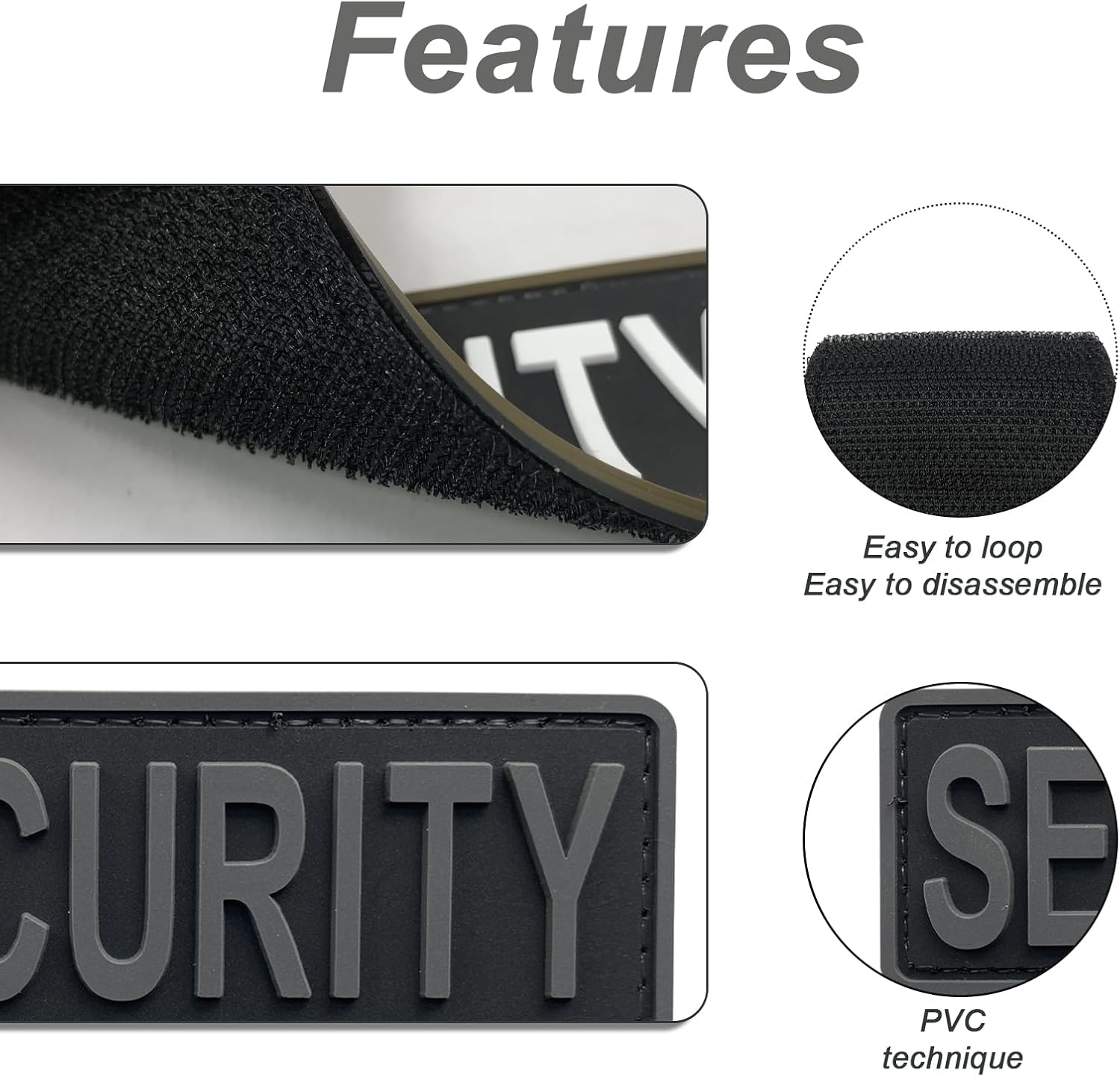 3Pcs PVC Security Patch with Hook Fastener Back for Hats Caps Vests Jackets Bags Backpacks (3 Pack, 1Pcs 4" x 1.4", 1Pcs 6" x 2", and 1Pcs 8.5" x 3")