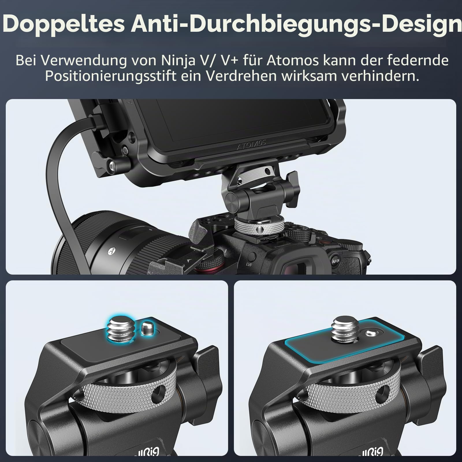 SMALLRIG Kamera Monitor Mount mit Kaltschuhadapter, 360° drehbar und 180° neigbar, Verstellbarer Monitorhalter mit Rändelschraube zum Einstellen der Spannung, mit Anti-Twist-Design – 2905B