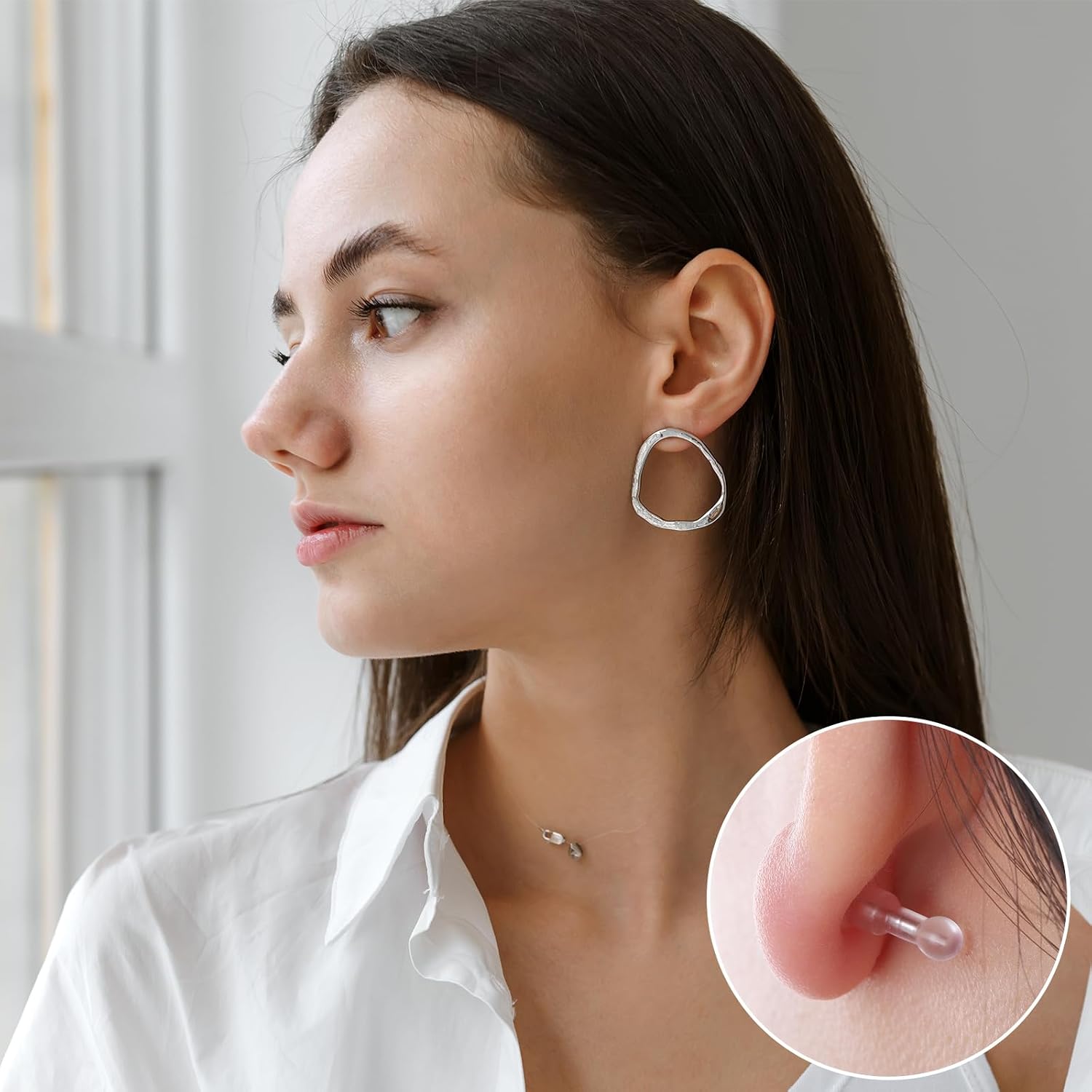 100 PCS Impenetrable Big-Long Soft Earring Backs, Comfortable Earring Backs Replacements, TPE Medical Grade Material, Comfort Earring Back for Stud Fit with All Types of Earrings(Pillar Ball)