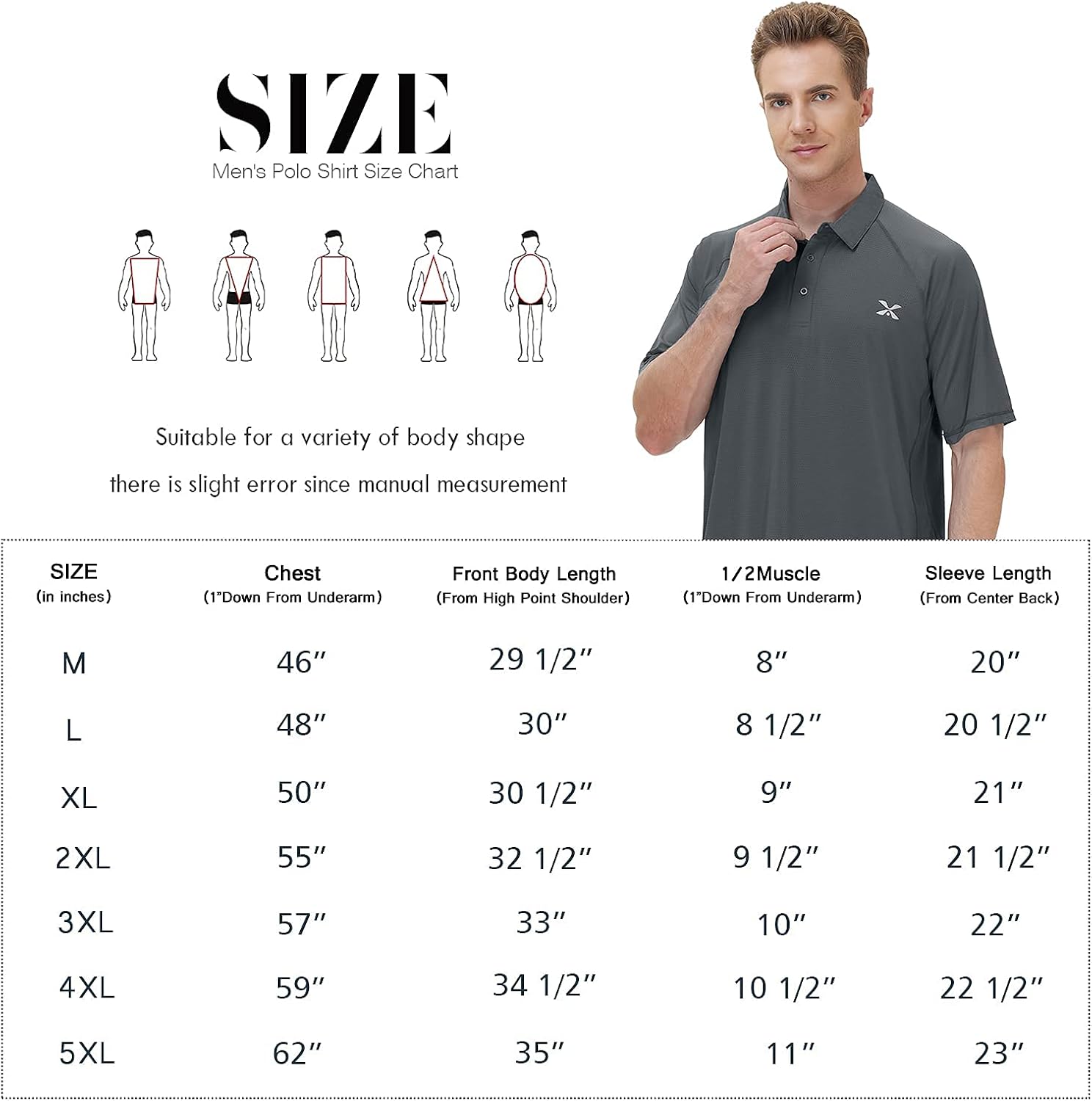 Corna Men's Short Sleeve Polo Shirts Quick Dry Performance Golf Shirts，Sun Protection & Moisture Wicking : Sports & Outdoors