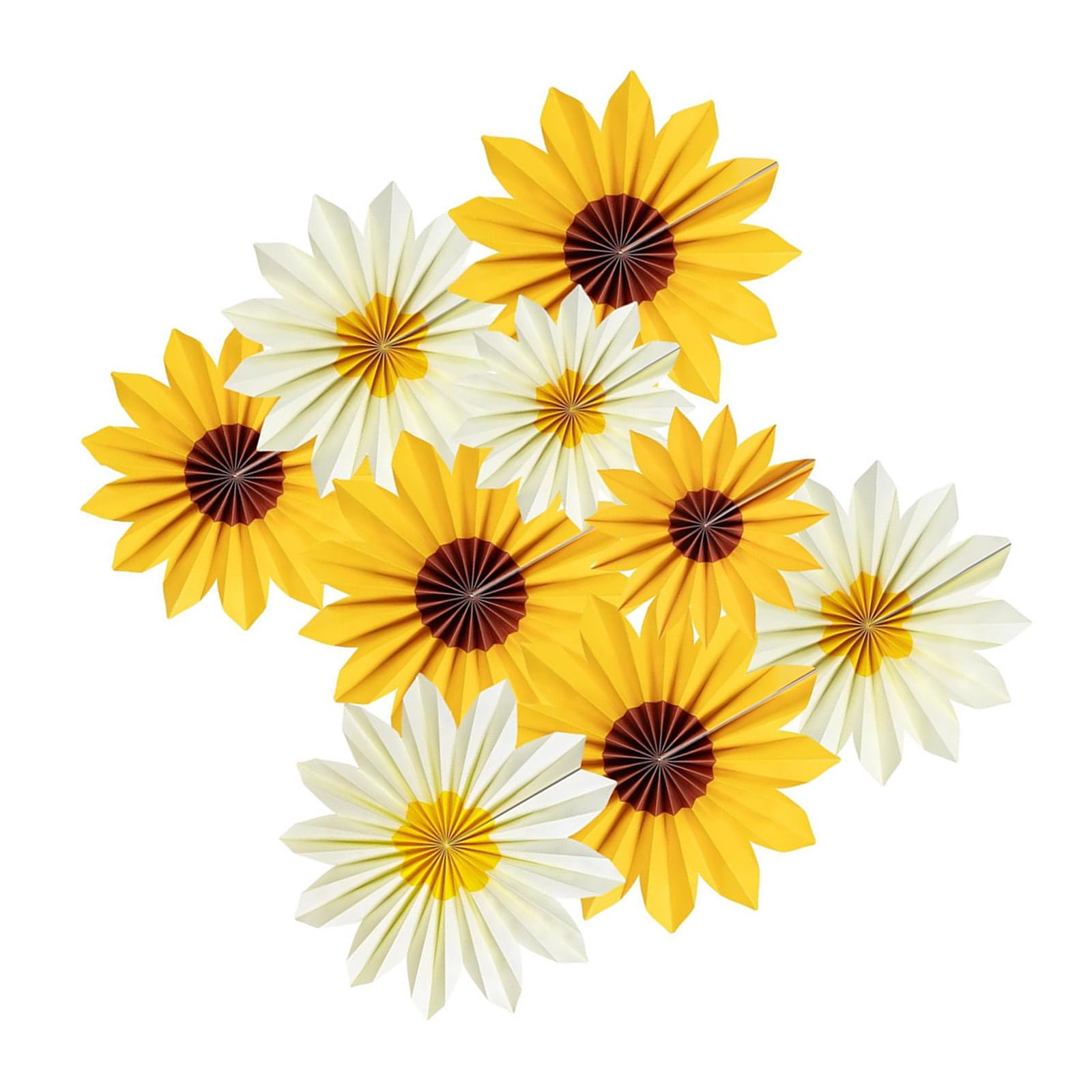 Sturdy Sunflowers Paper Fan Wall Hanging Decors 9PCS for Party Classroom Bulletin Board Bright Sunflowers Wall Hanging Decors