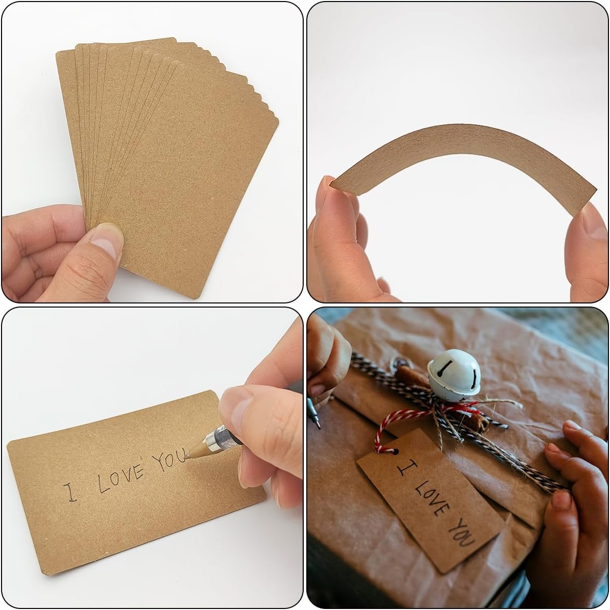 50 Pack Wooden Crosses (1.2”x1.7”) + 20 Pcs Blank Kraft Paper Card (3.5”x2.1”), Small Wooden Crosses for Crafts, Mini Cross Mini Note Cards, Word Cards Gift Tags, Easter Egg Fillers