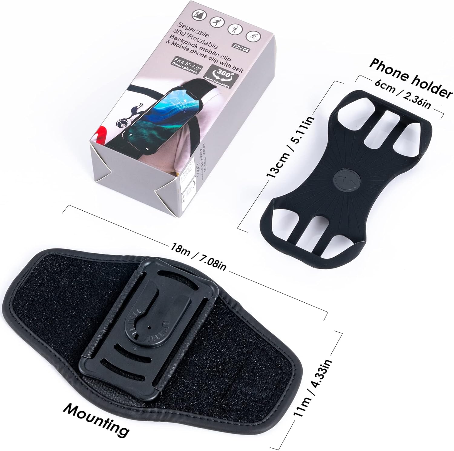 Cikyner 2-in-1 Backpack Strap Phone Holder, 360° Rotatable & Detachable Belt Clip for 4.5-7 inch Smartphones, Ideal for Camping and Hiking - Image 6