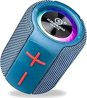 COMPACTA E PERFEITA - Caixa de Som Bluetooth Portátil | Som Potente | LED RGB | Rádio FM | Resistente à Água IPX6 | Recarregável | Entradas USB/TF/AUX | Ideal para Praia, Churrasco e Viagem (Azul).