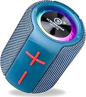 COMPACTA E PERFEITA - Caixa de Som Bluetooth Portátil | Som Potente | LED RGB | Rádio FM | Resistente à Água IPX6 | Recarregável | Entradas USB/TF/AUX | Ideal para Praia, Churrasco e Viagem (Azul).