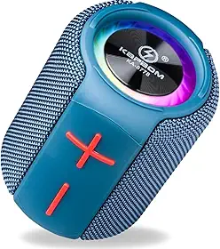 COMPACTA E PERFEITA - Caixa de Som Bluetooth Portátil | Som Potente | LED RGB | Rádio FM | Resistente à Água IPX6 | Recarregável | Entradas USB/TF/AUX | Ideal para Praia, Churrasco e Viagem (Azul).