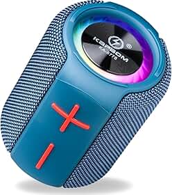 COMPACTA E PERFEITA - Caixa de Som Bluetooth Portátil | Som Potente | LED RGB | Rádio FM | Resistente à Água IPX6 | Recarregável | Entradas USB/TF/AUX | Ideal para Praia, Churrasco e Viagem (Azul).