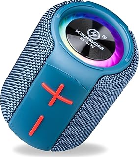 COMPACTA E PERFEITA - Caixa de Som Bluetooth Portátil | Som Potente | LED RGB | Rádio FM | Resistente à Água IPX6 | Recarregável | Entradas USB/TF/AUX | Ideal para Praia, Churrasco e Viagem (Azul).