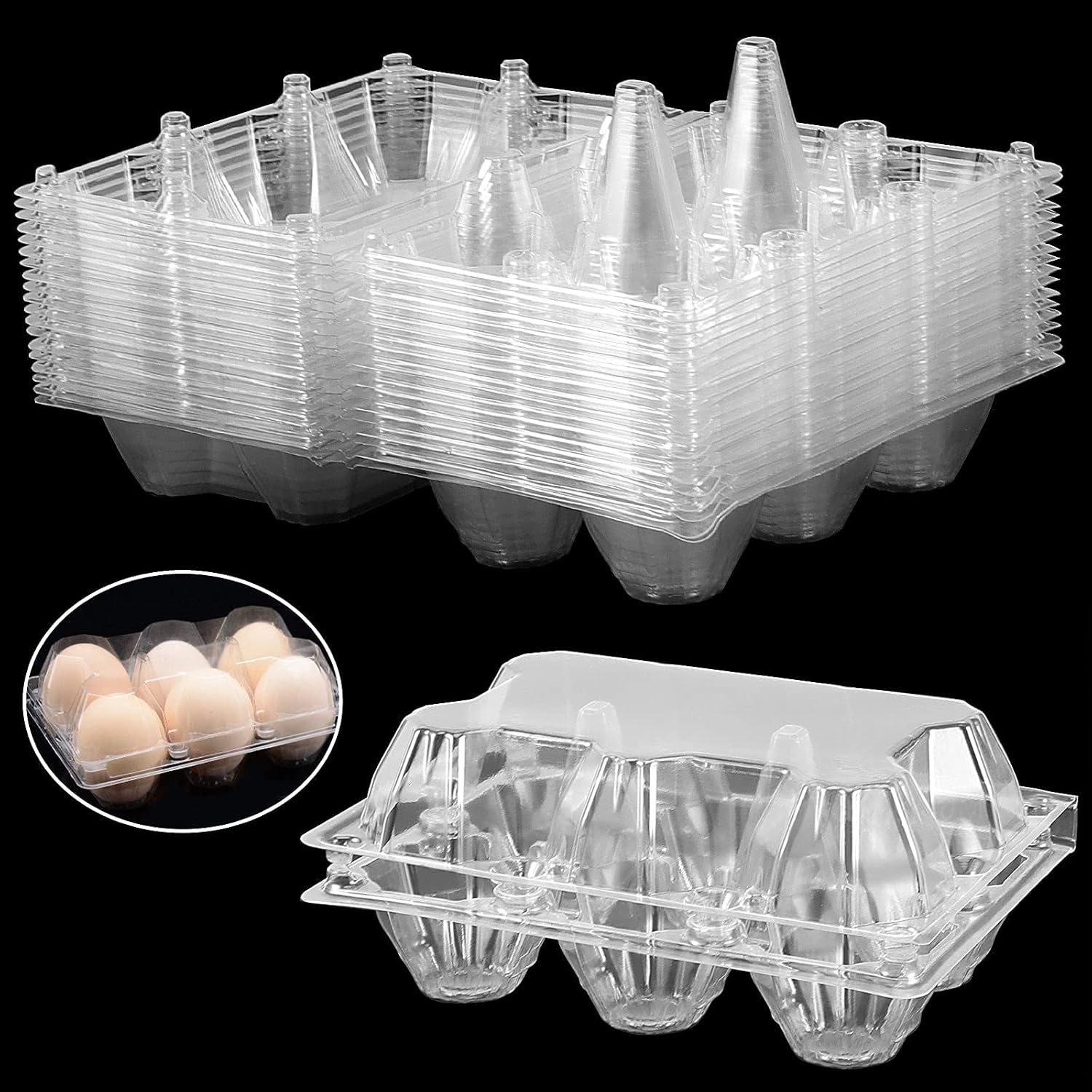 HOIGON 120 Pack Egg Cartons 6 Count, Stackable Half Dozen Egg Carton Bulk for Kitchen, Refrigerator, Market, Farm Storing, Groceries
