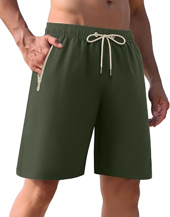 APTRO Mens Swim Trunks 9 inch Bathing Suit Board Shorts with Zipper Pockets Swimming Swimsuit Beach Shorts Big and Tall