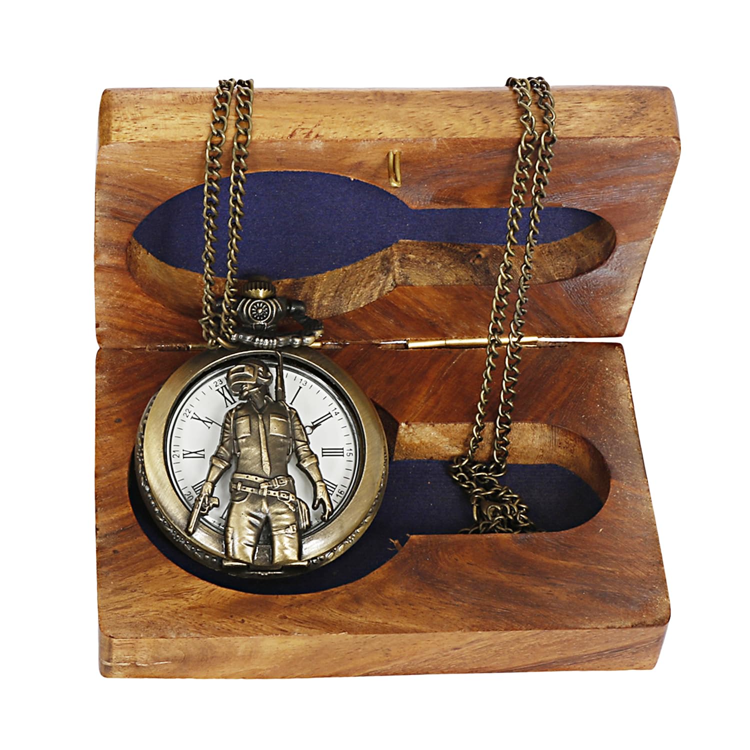 ARTVARKO Soldier Antique Locket Pocket Watch with Wooden Box Long Chain Roman Numbers (B08RXD94VN) Amazon Price History, Amazon Price Tracker