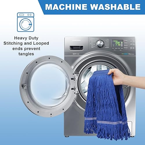 Miniatura 6 de Paquete de 3 cabezales de trapeador reutilizables de limpieza resistentes, cabezales de repuesto comerciales adecuados para áreas residenciales