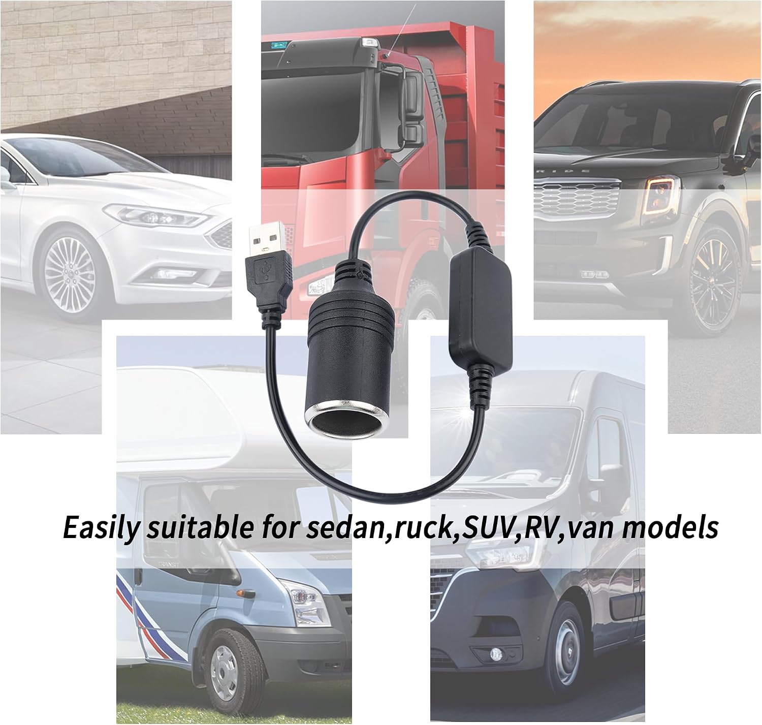 IHOTDER 1.2Ft USB to Cigarette Lighter Adapter,12V Cigarette Lighter Socket for Driving Recorder,GPS,Dash Camera,Perfect USB to Cigarette Lighter Plug Car Accessories