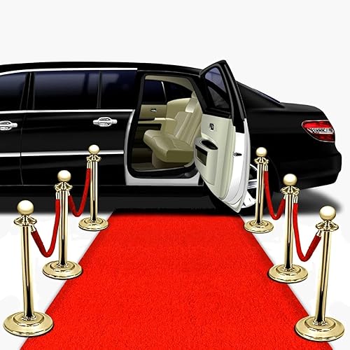 Miniatura 9 de Alfombra roja de lujo para fiestas, 2.6 x 30 pies, extra gruesa de alta calidad para bodas y eventos, respaldo antideslizante, decoración elegante