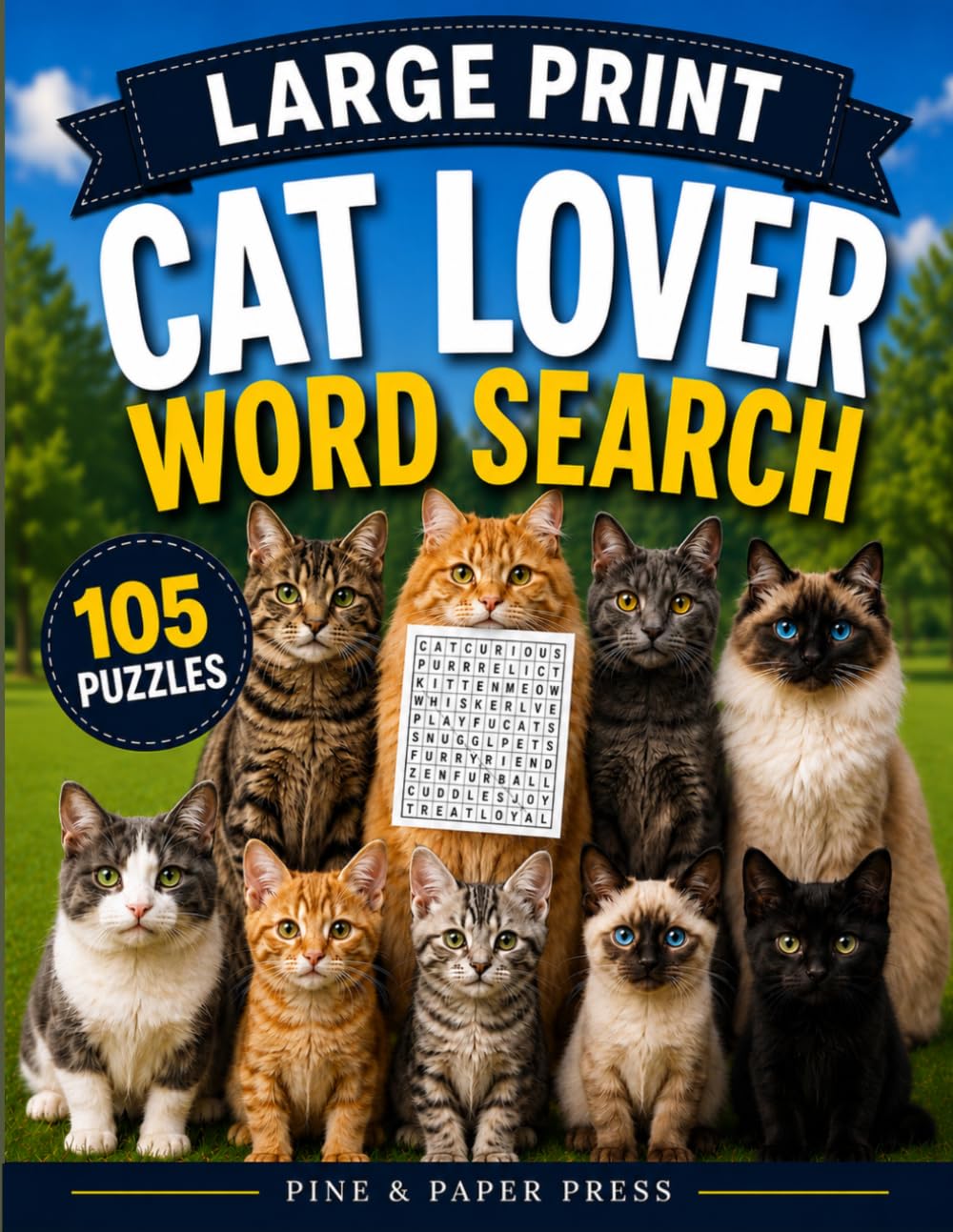 Cat Lover Large Print Word Search: 105 Fun Puzzles for Cat Lovers