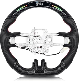 Real Carbon Fiber Steering Wheel D-shaped With stitching Led Nappa Perforated Leather Flat-bottom Steering Wheel With heating function For Mustang EcoBoost/GT/Shelby GT350/GT350R 2018-2023