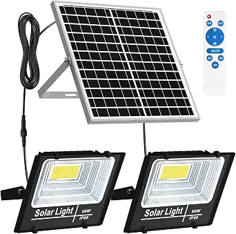 Solar Flood Light Outdoor, 1500LM 6000K Waterproof Security Light with Remote