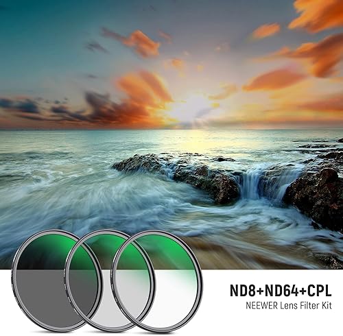 Miniatura 2 de NEEWER Kit de filtro de lente de 1.929 in ND8 ND64 CPL, densidad neutra+kit de filtro polarizador circular con 30 capas de revestimiento nanovidrio
