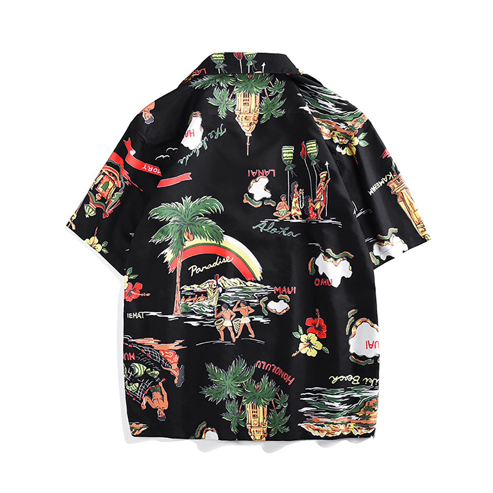 Camisa Hawaiana Informal de Manga Corta de Gran Tamaño para Hombre con Botones Diseño Tribal Primitivo Aloha Beach Party Holiday