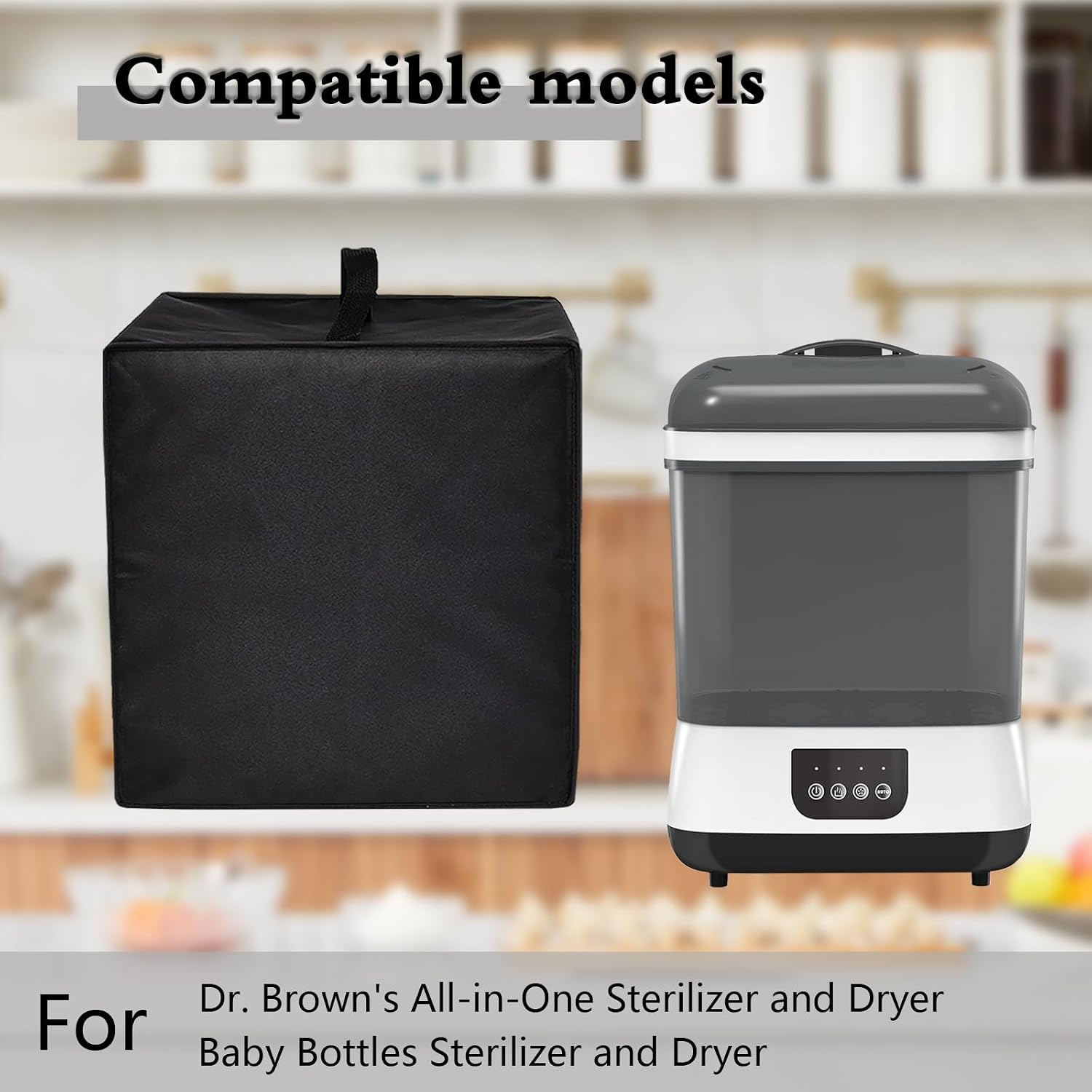 Dust Cover for Dr Brown’s Baby Bottles Sterilizer, Heavy Duty Heat-Resistant Nylon Fabric Protective Bottle Dryer Cover Compatible with Dr. Brown’s Baby Bottles All-in-One Sterilizer and Dryer (Black)
