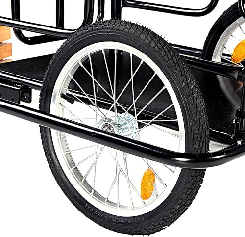 Miniatura 5 de Carro de carga para bicicleta, remolque plegable de 2 ruedas de liberación rápida de gran capacidad, 110 libras, marco de acero de carga máxima,