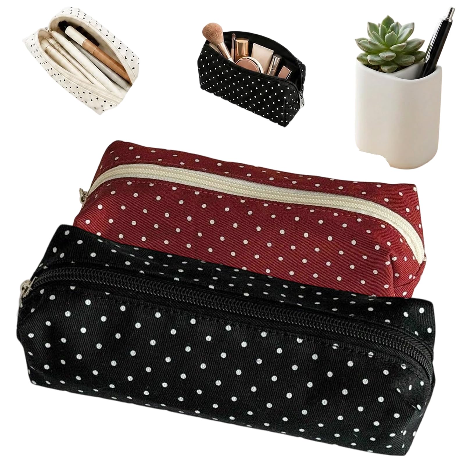 Cute Polka Dot Pencil Case, Pencil Case Polka Dot Cute Y2k Makeup Bag，2C