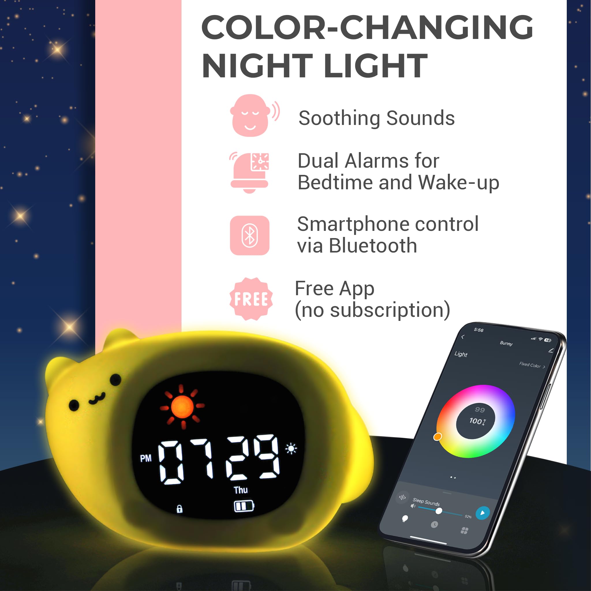 Amazon.com: App-Controlled Kids Sleep Trainer - Color-Changing