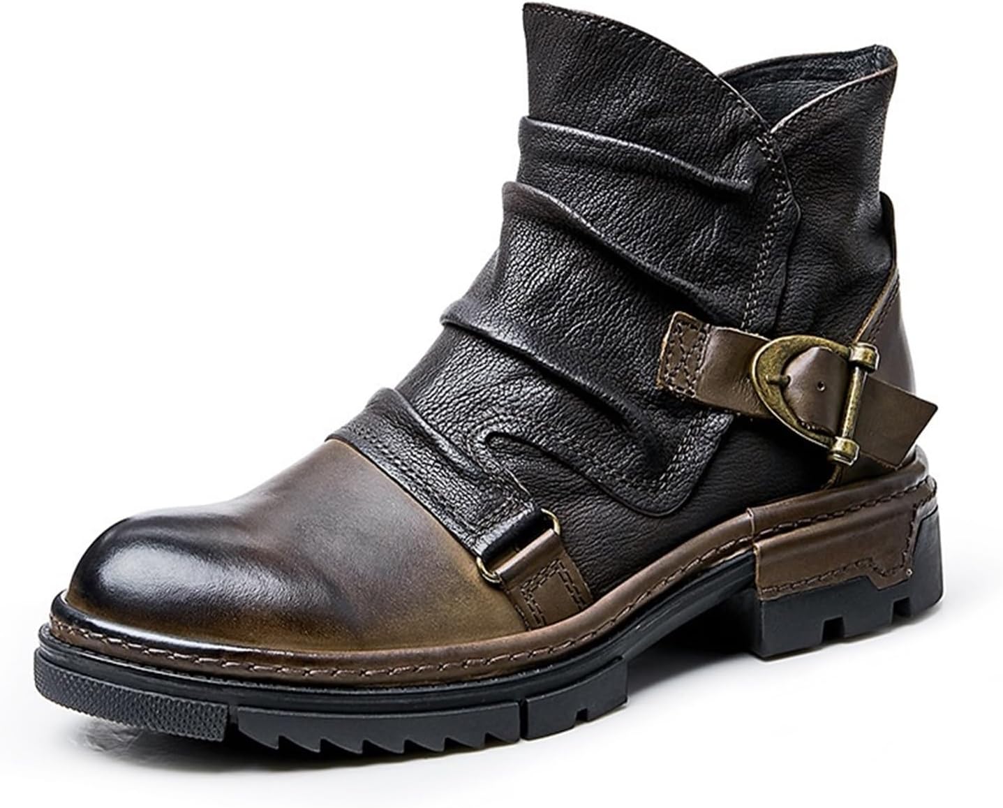 Men's Retro Genuine Leather Chelsea Boots Formal Work Boot Dress Shoes Western Cowboy Motorcycle Riding Boots