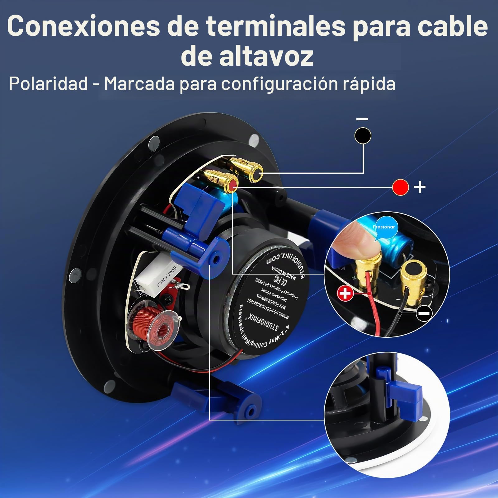 STUDIOFINIX Altavoz de techo Bluetooth de 4 pulgadas, sistema de 2 vías de 160W, sonido envolvente con cable para cine en casa, sala de estar, oficina, cocina, estudio, sótano, terraza cubierta y