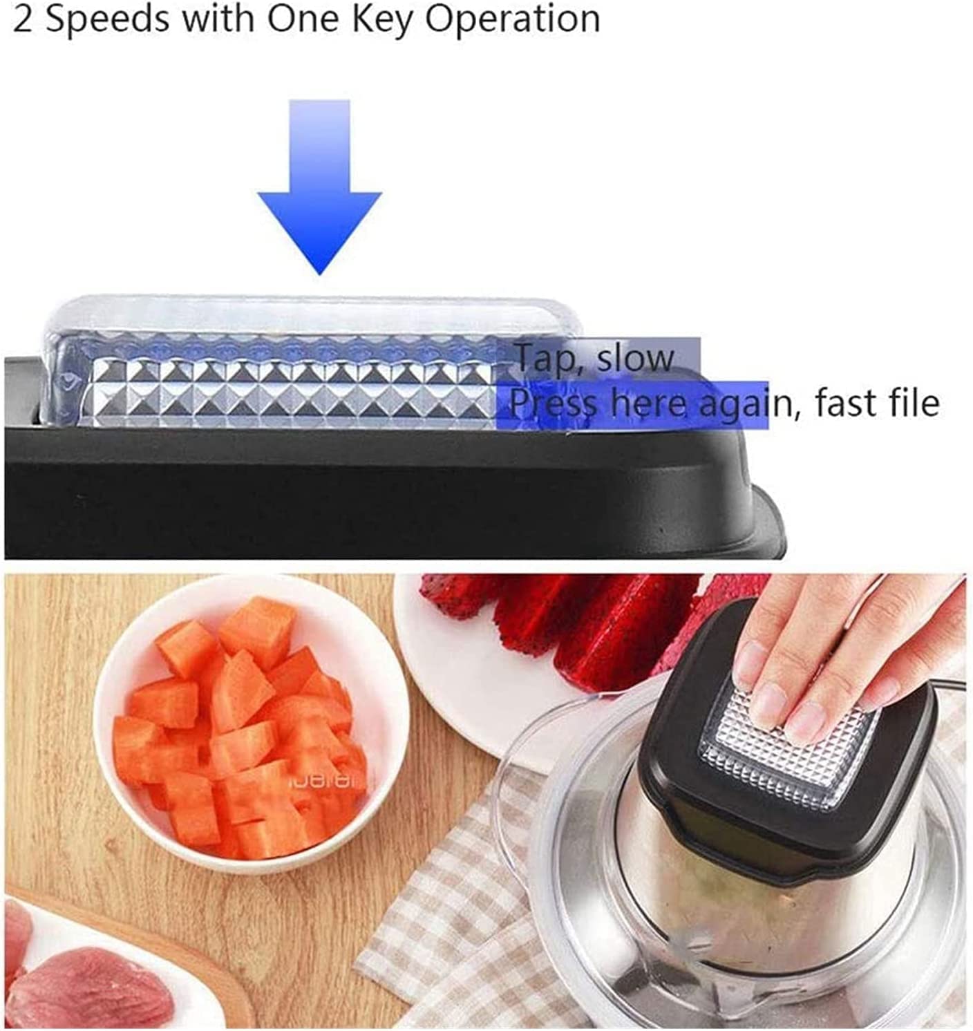 Electric Vegetable Chopper Food Processor With Dual Bowls