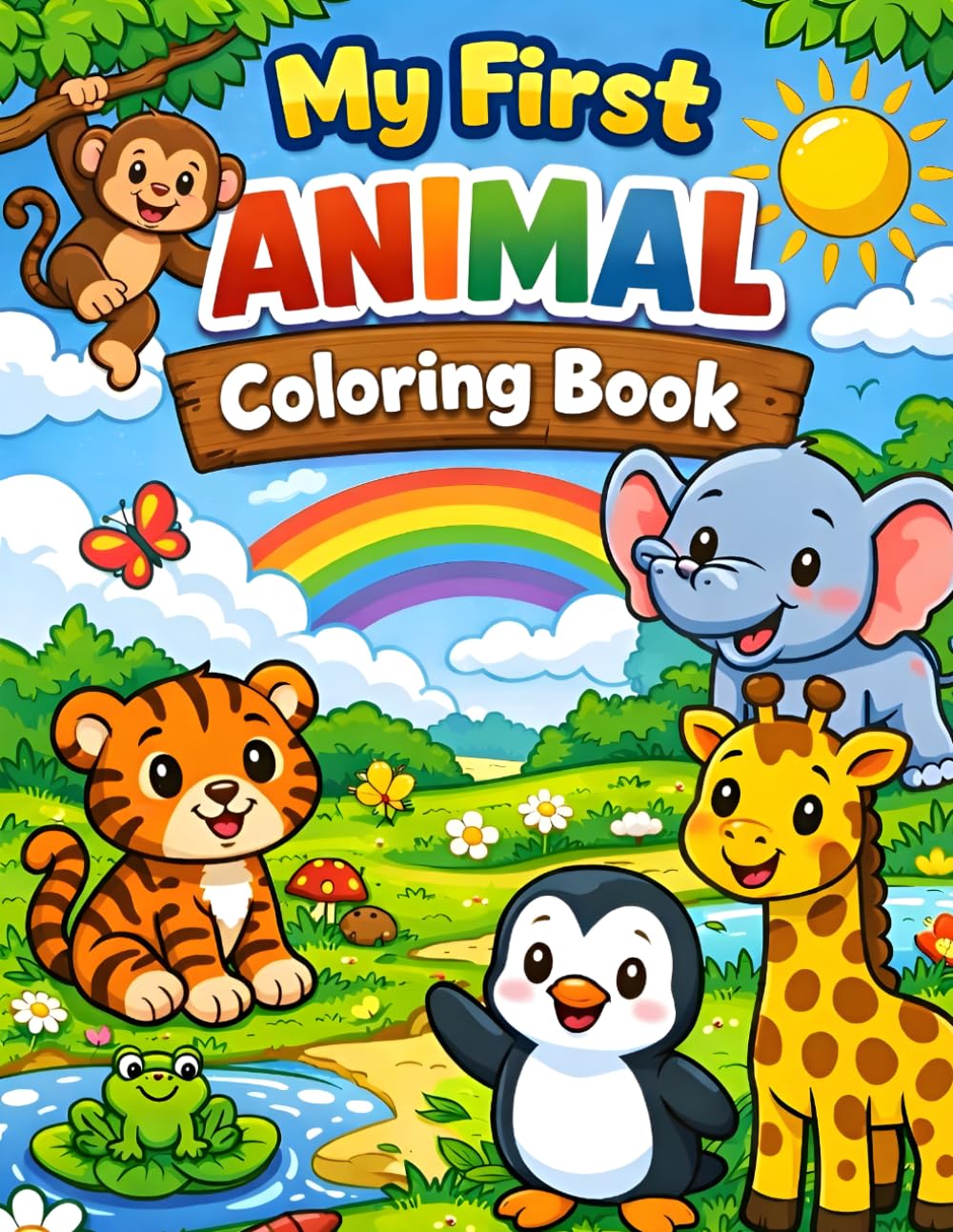 Colorful Animals: Fun Coloring Book for Kids Aged 3 to 6: Fun and Easy Coloring Pages for Toddlers and Preschoolers Ages 3 to 6
