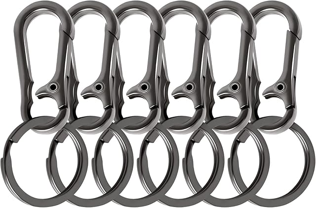 6 PCS Metal Keyring Carabiner Clip Keychain Detachable Lobster Clasps Key Ring for Car Key Men Women