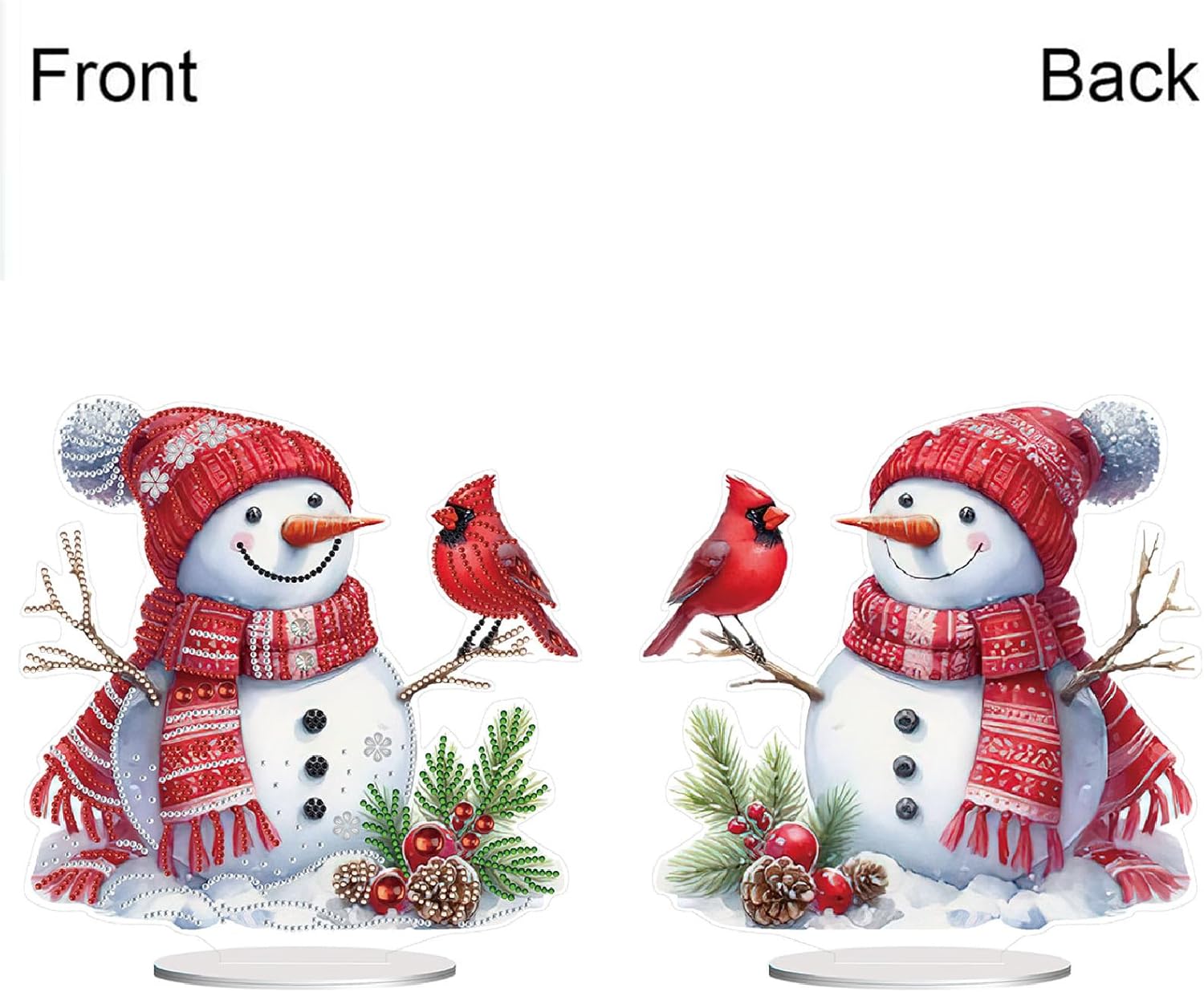 ARTopet 4Pcs DIY Diamond Desktop Ornament Christmas Special Shaped Crystal Diamond Art Painting Double Sided Pattern Single Sided Diamond Tabletop Ornaments Home Decor-Snowman