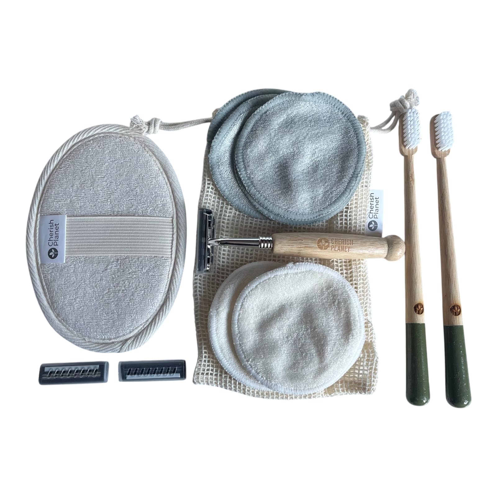 Cherish Home Self-Care Eco Swaps Gift Box, Reusable Beauty Care Set including Cotton Pads and Mesh Bag, Brown - Image 3