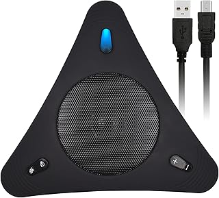 Moniss Microfone de conferência com viva-voz USB com alto-falante 360° Omnidirecional Mic Cancelamento de Eco PC Computador Laptop Microfone com Função Mudo Ajuste de Volume Plug & Play para Office Home Business