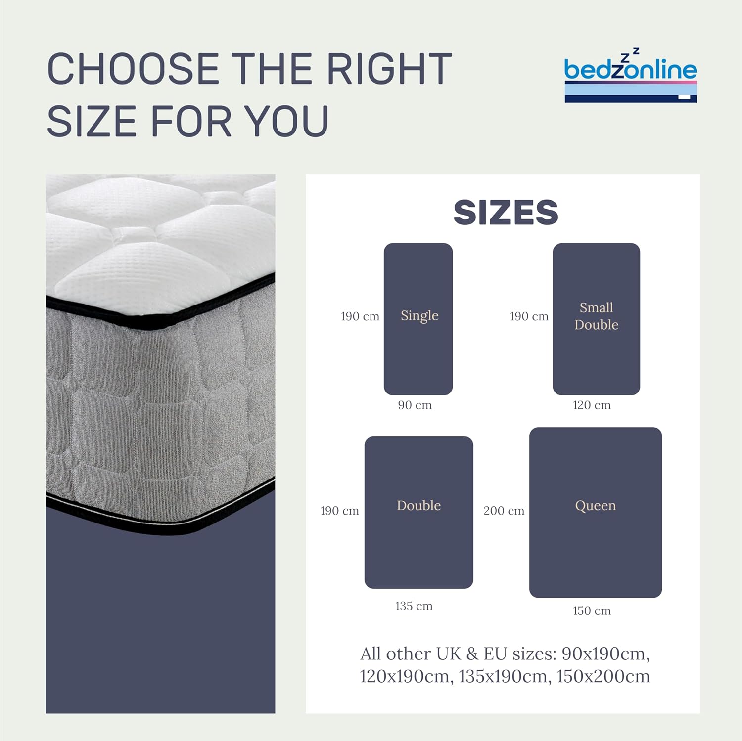 Orthopaedic Memory Foam & Spring Mattress - 4ft Small Double (190 x 120 x 20 cm) | Ergonomic Pressure Relief | Thick Medium Firmness & Open Coil Sleep Support | UK Made & Hypoallergenic image 2