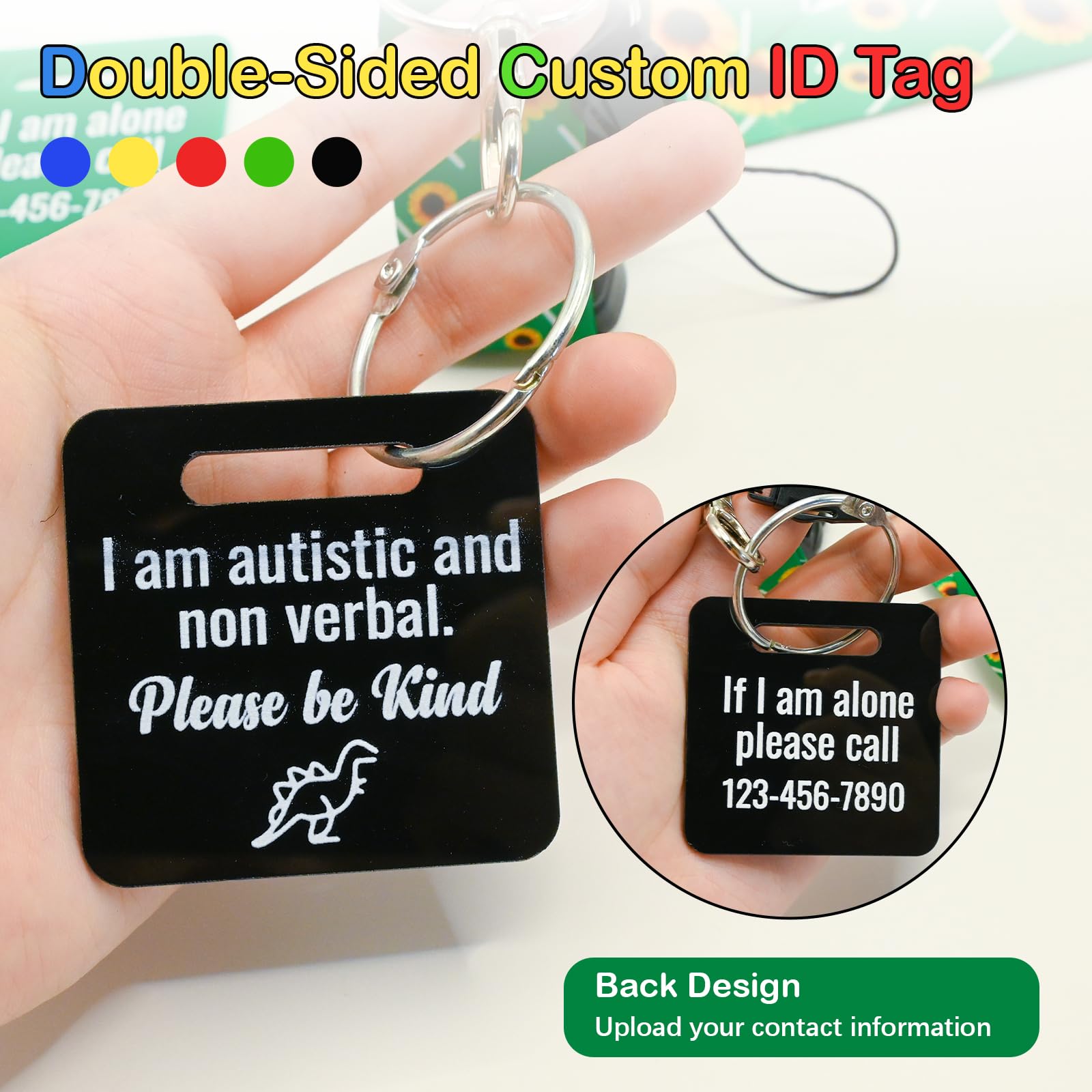 Snapklik.com : Custom Autism Safety Tag - Double-Sided Acrylic ...
