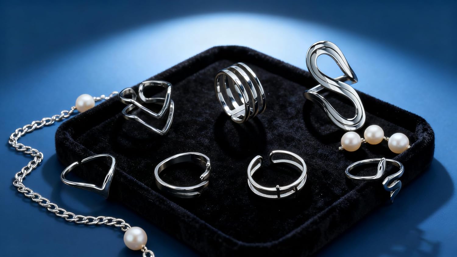 Loqimu 6 Pack Silver Midi Rings Stainless Steel Stackable Rings for Women Open Knuckle Rings Set Wide Irregular Finger Rings for Teen Girls Hug Geometric Fashion Rings Aesthetic Jewelry Gift image 4