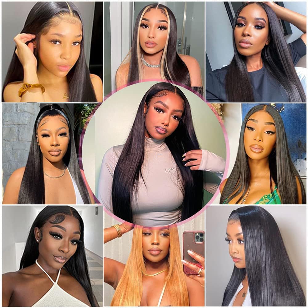 SIFULAN 13x4 Straight Lace Front Wigs Human Hair 18 Inch HD Transparent Lace Frontal Wigs Human Hair Pre Plucked 180% Density Glueless Human Wig for Women Natural Color