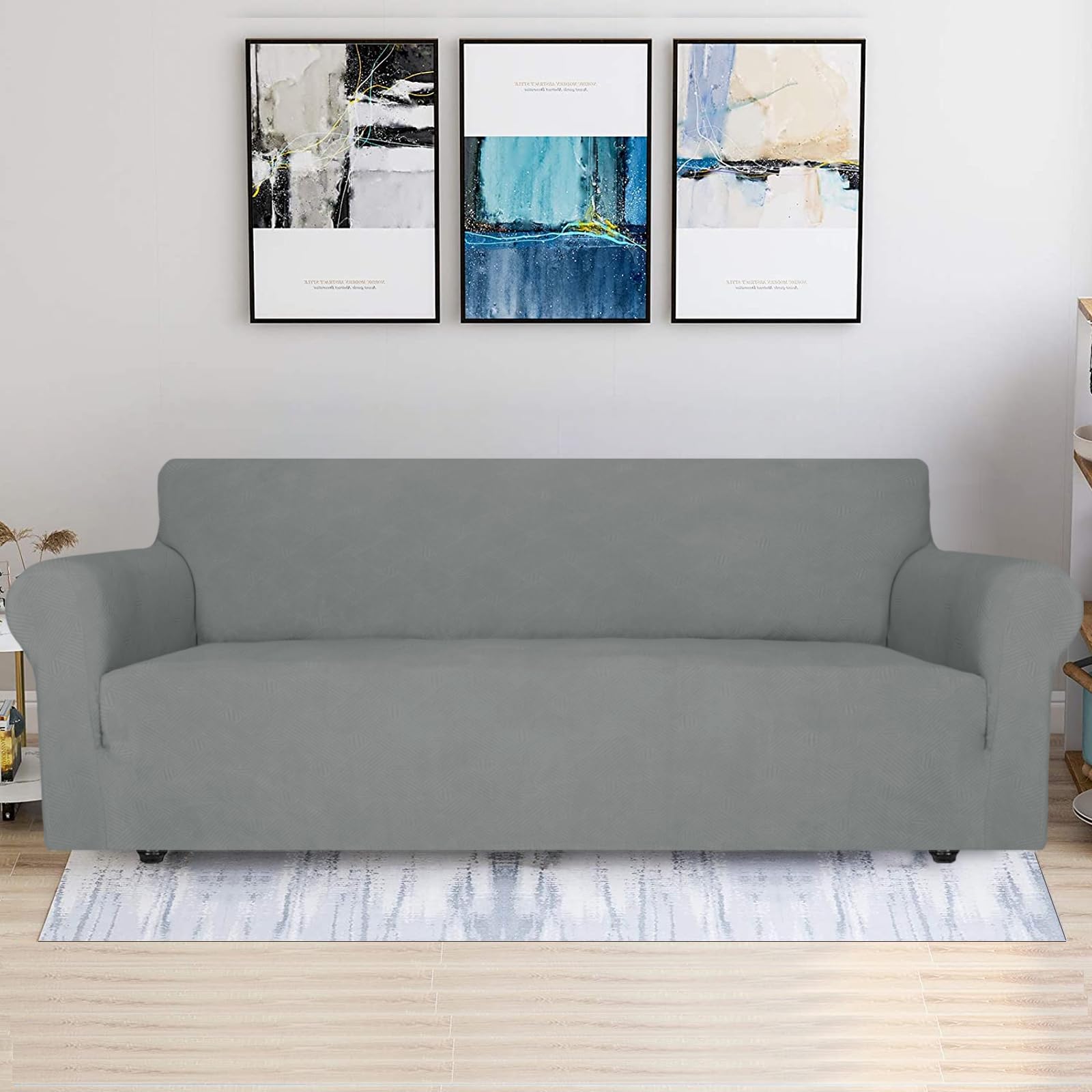 Ystyle Copridivano 4 Posti Con Braccioli, Copri Divano Antigraffio Gatto, Copridivani Elasticizzato, Pesante Inverno Copri Divani, Fodera Divano Antimacchia Lavabile Antiscivolo, Grigio Chiaro