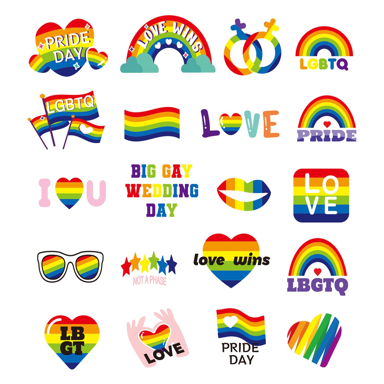 Starboling Pride Stickers,Progress Pride Rainbow Heart Stickers for Gay Lesbian Bisexual Pride Month Parades LGBTQ Decorations 300 PCS(Rainbow)