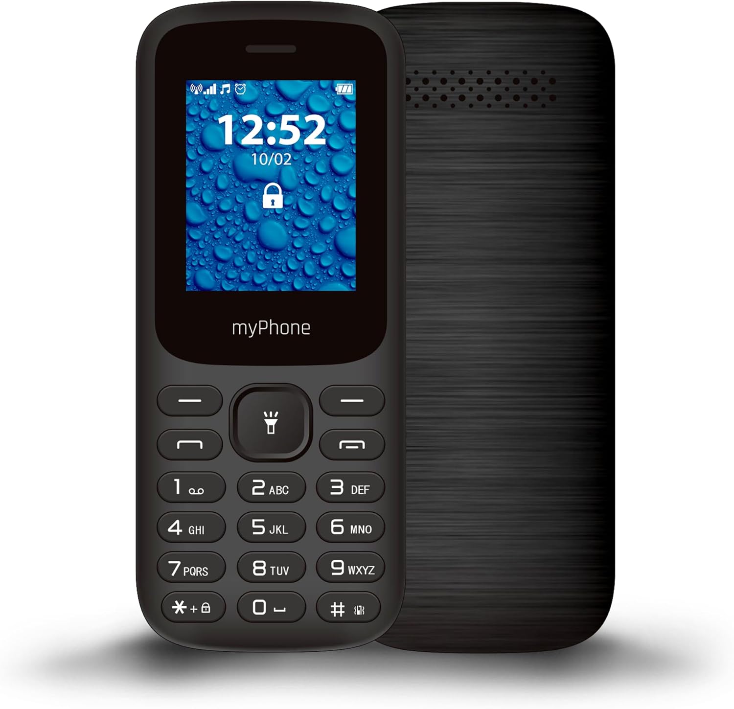 myPhone 2220 Tastentelefon, große Tasten, Farbdisplay 1,77", Akku 600 mAh, Fackel, Radio, mp3, Dual-Sim, bluetooth, Mobiltelefon für Senioren, beleuchtete Tasten, Schwarz, tastenhandy, seniorentelefon